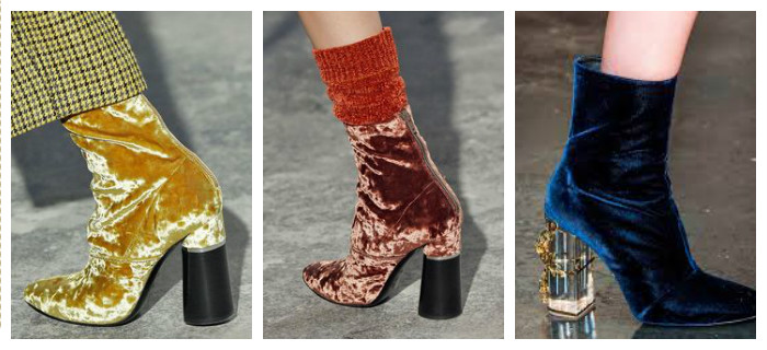Модная обувь осень-зима 2016 - 2017 с отделкой бархатом, фото
