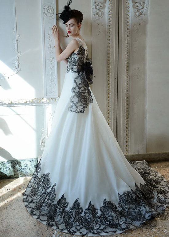 Модные свадебные платья с черной отделкой 2016