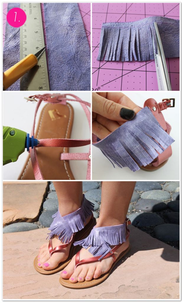 Новый способ, украсить сандалии своими руками - изучить целую подборку руководств в картинках.