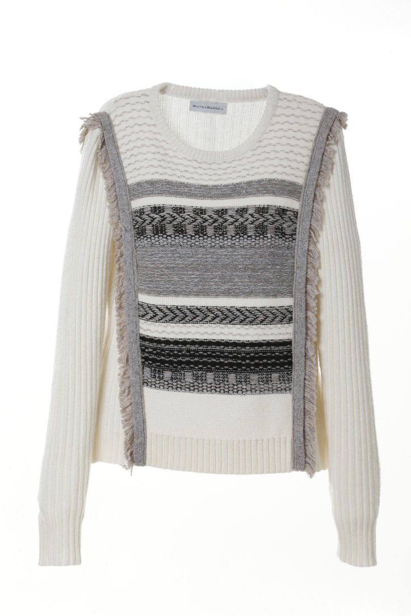 Модный разноцветный свитер тренд сезона из коллекции White + Warren.