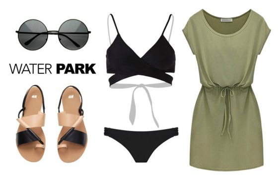 На фото: модный лук для знойного лета - купальник, короткое платье, сандалии, очки.