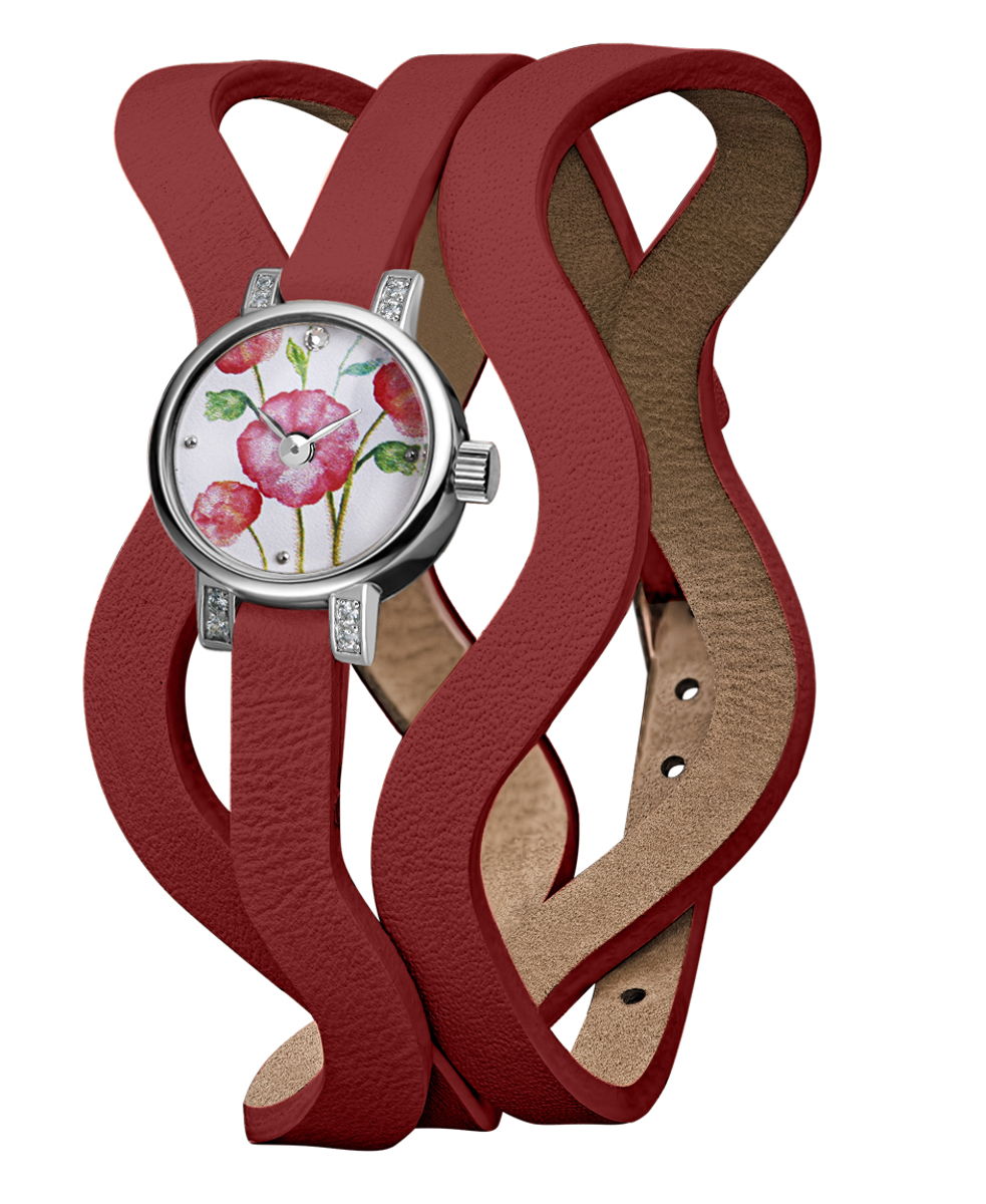 На фото: часы с яркими и необычными цветочными узорами.