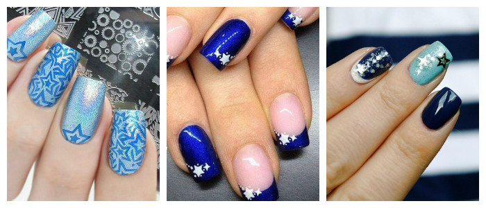 Звездный дизайн ногтей на Новый год, фото