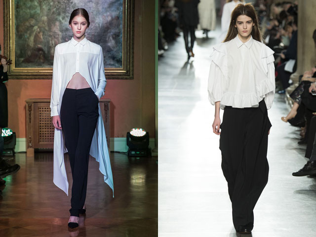 Асимметрия в блузах и рубашках 2016-2017