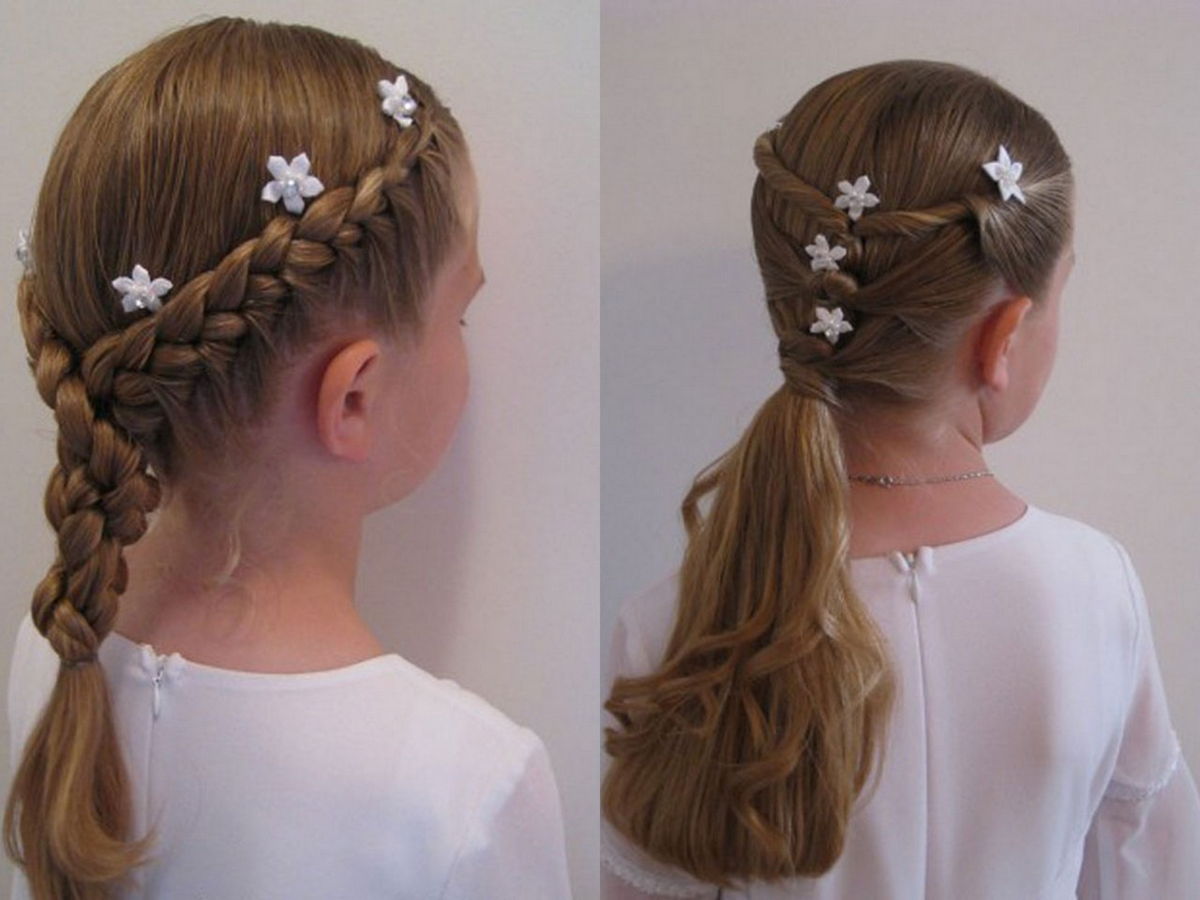 На фото: раздничная прическа для девочек на длинные волосы, которые легко повторить.
