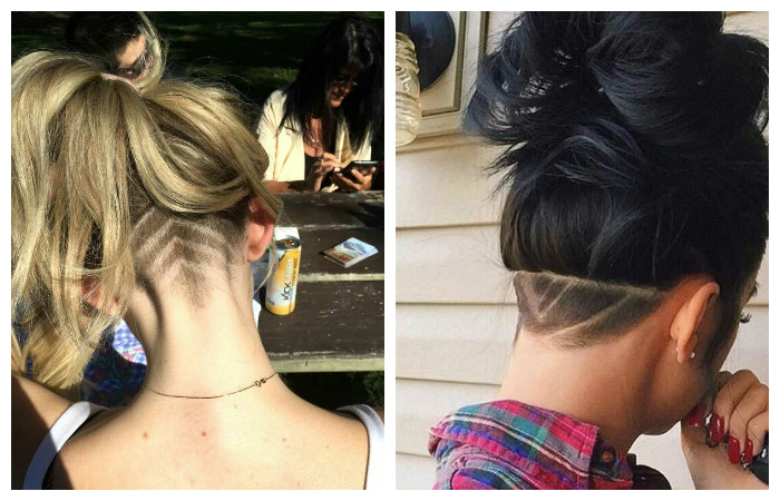 Креативные прически с выстригом на длинные волосы, фото