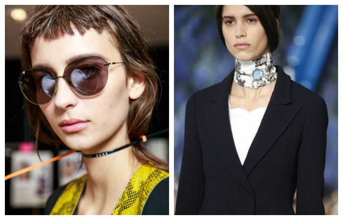 Прически с длинными волосами, заправленными в колье или шарф, фото