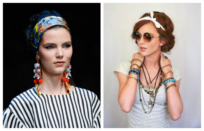 Прически с платком на длинные волосы, фото