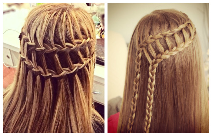 Прическа "двойной водопад" для длинных волос, фото