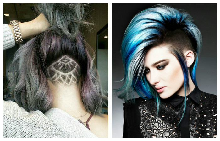 Креативные прически с выстригом на длинные волосы, фото