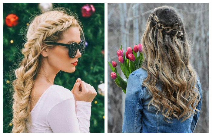 Романтические образы с прической с косой для длинных волос, фото