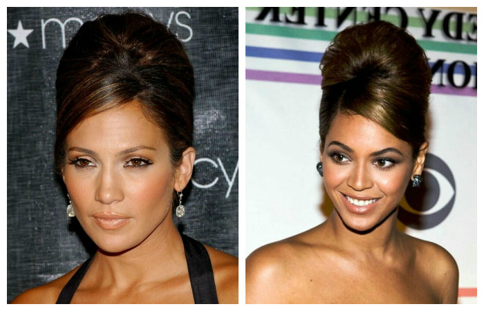 Свадебная или вечерняя прическа "бабетта" на длинные волосы, фото