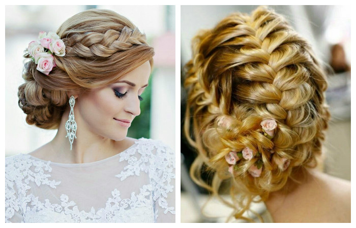 Свадебная прическа с косами на длинные волосы, фото