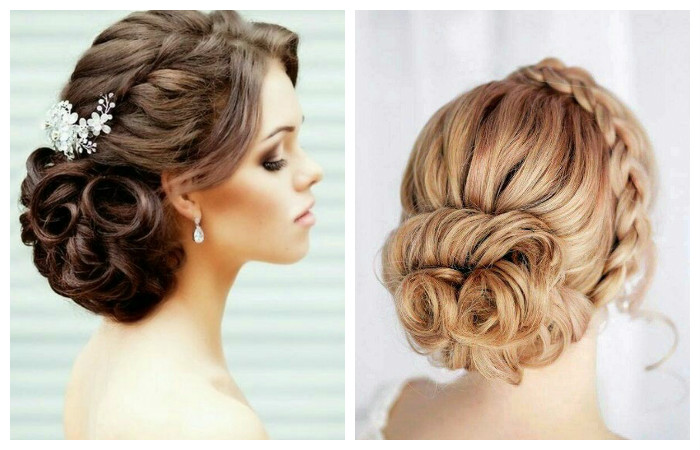 Свадебная прическа с косой и плетением на длинные волосы, фото