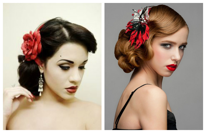 Свадебная прическа с аксессуарами в испанском стиле, фото