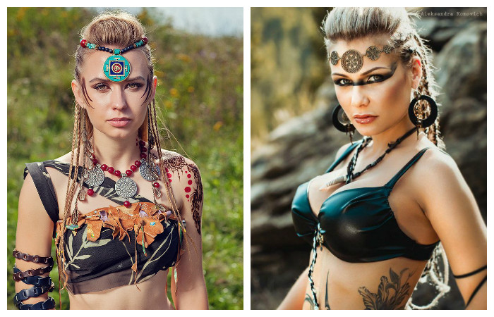 Прическа в этническом стиле на длинные волосы, фото