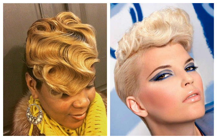 Укладка стрижки с челкой в виде голливудских волн, фотоУкладка стрижки с челкой в виде голливудских волн, фото