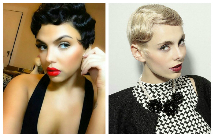 Укладка стрижки в стиле ретро на короткие волосы, фото
