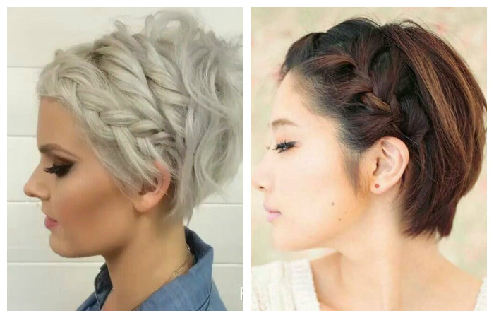 Прическа на короткие волосы с косой, фото