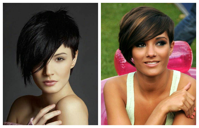 Стрижки с асимметричной длинной челкой на короткие волосы, фото