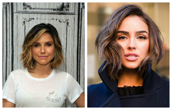 Удлиненное каре без челки с легкой волной, фото