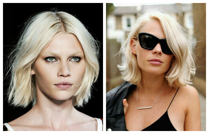 Каре средней длины без челки, фото