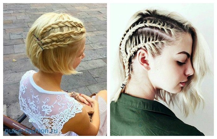 Стрижки на короткие волосы с заплетенными косами