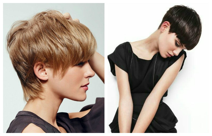 Короткая стрижка пикси с прямой челкой, фото