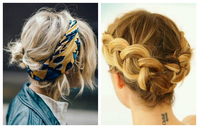 Стрижки на короткие волосы с заплетенными косами и аксессуарами