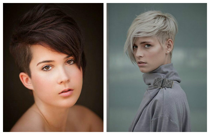 Стрижка пикси асимметричная с челкой на короткие волосы, фото