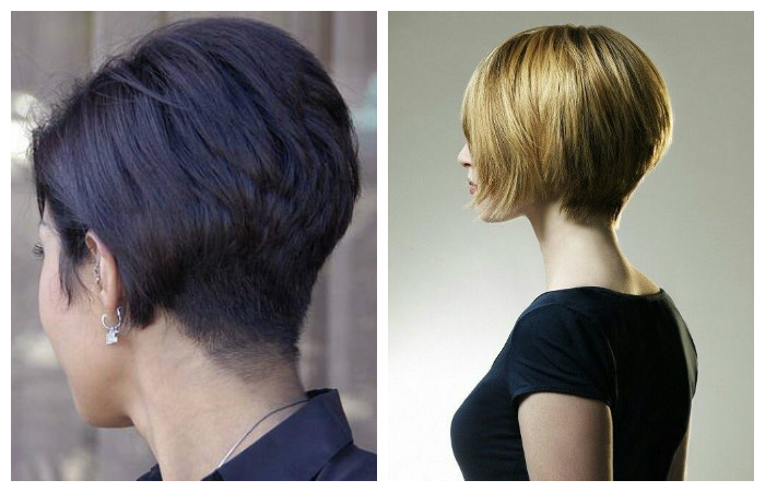 Вид сзади и вид сбоку классической стрижки боб