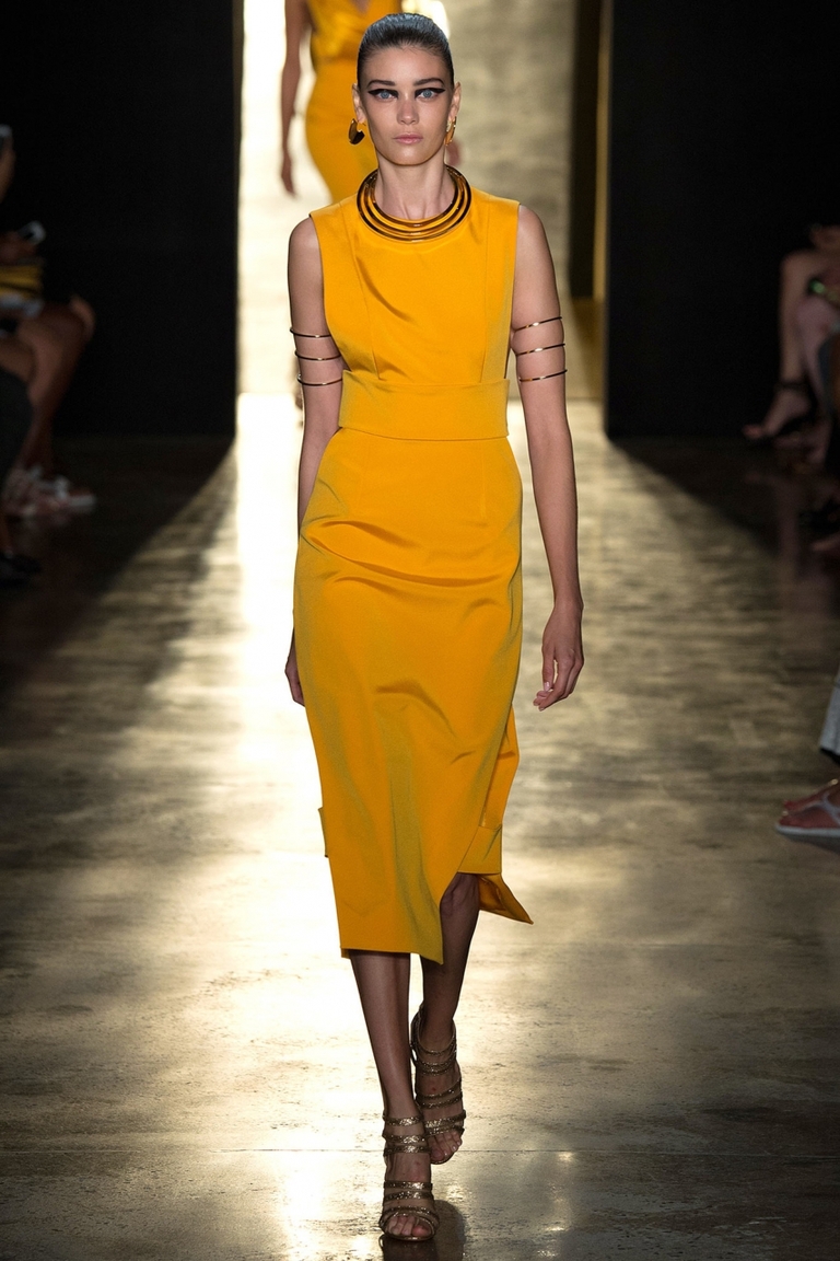 Длинное желтое модное платье футляр 2015 — фото новинка от Cushnie et Ochs