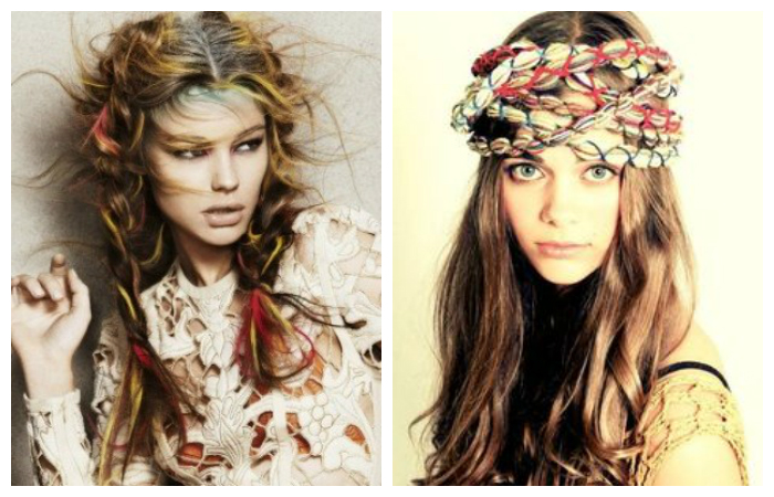 Легкие летние прически на средние волосы в стиле бохо, фото