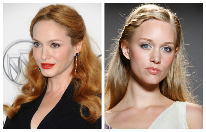 Легкие прически на средние волосы с волосами, собранными у висков, фото