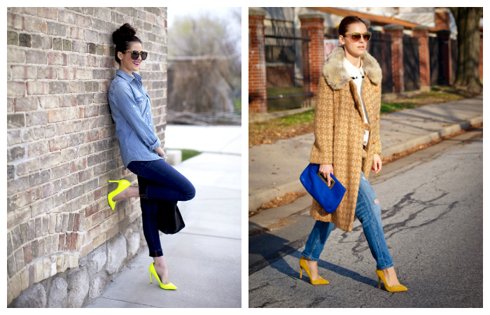 С чем носить желтые туфли?