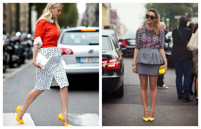 С чем носить желтые туфли?
