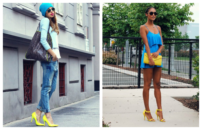 С чем носить желтые туфли?