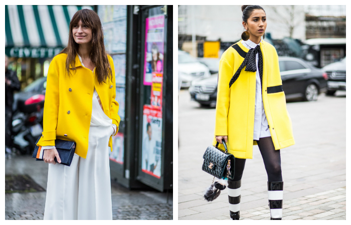 С чем носить желтое пальто?