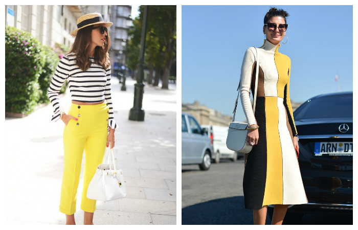 Желтый и черно-белая полоска