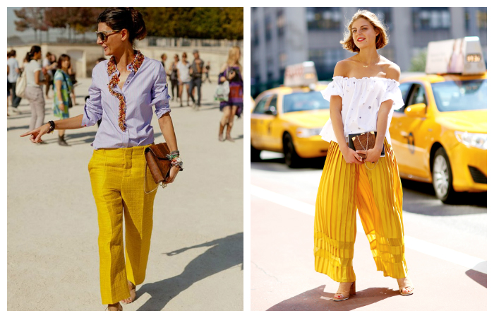С чем носить желтые брюки?
