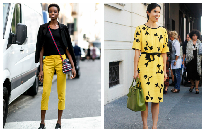 Желтый хорошо гармонирует с классическим черным