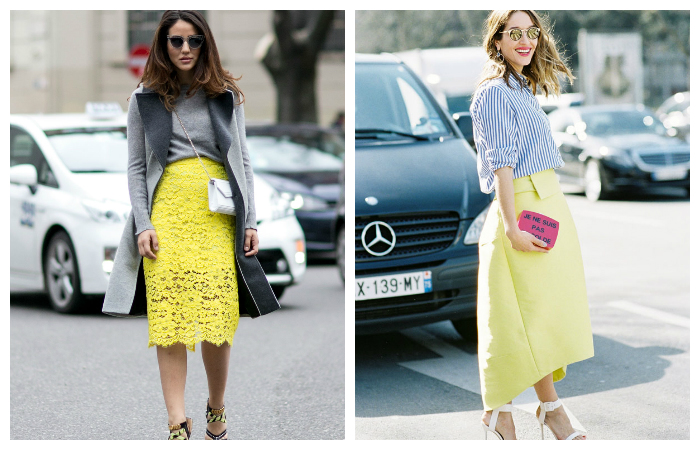 Модная желтая юбка. С чем одеть?