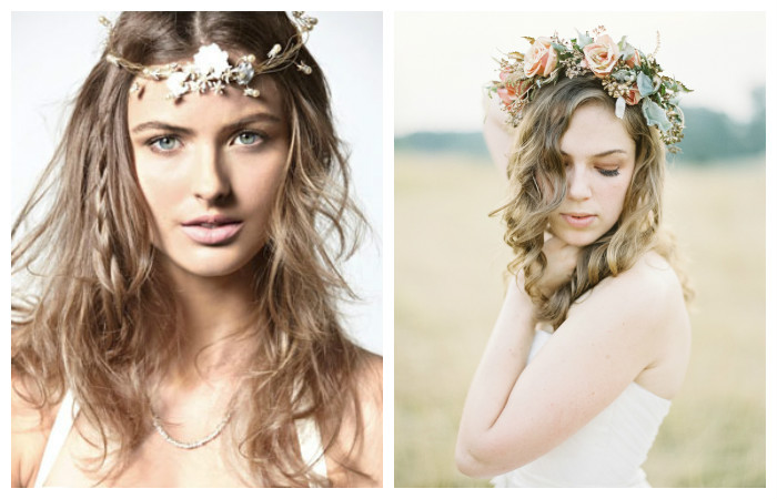 Свадебные прически в стиле бохо на средние волосы, фото